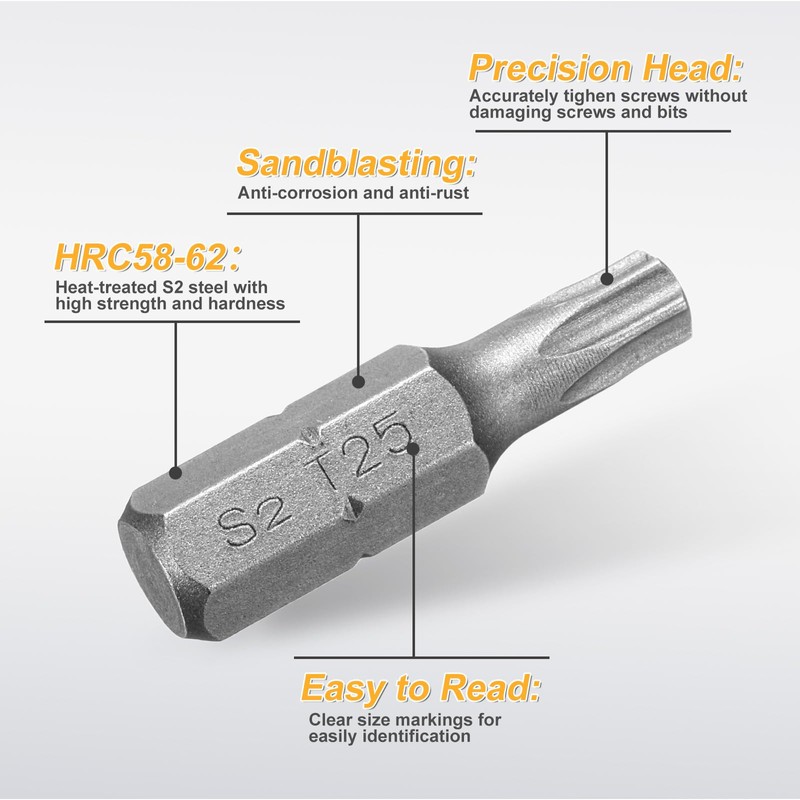 sourcing map 10pcs T25 Torx Screwdriver Bit 1/4" Hex Shank