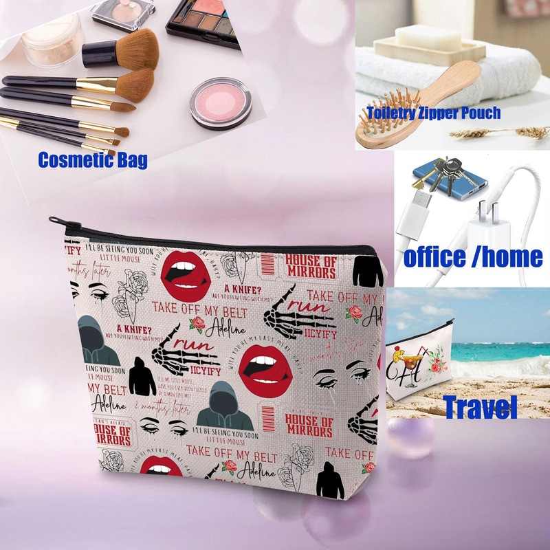 PXTIDY Dark Romance Makeup Bag Haunting Adeline Cat Mouse Duet