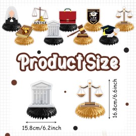 9 Pcs Law School Graduation Party Decorations Paper Honeycomb Centerpieces Sign,Congrats Grad Lawyer Graduation Theme Table Topper for College Law School Party Supplies Table Decoration
