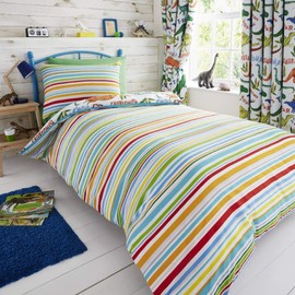 Happy Linen Company Girls Boys Kids Dinosaur Park Jurassic T-Rex Dino Toddler Cot Bed Reversible Duvet Cover Bedding Set