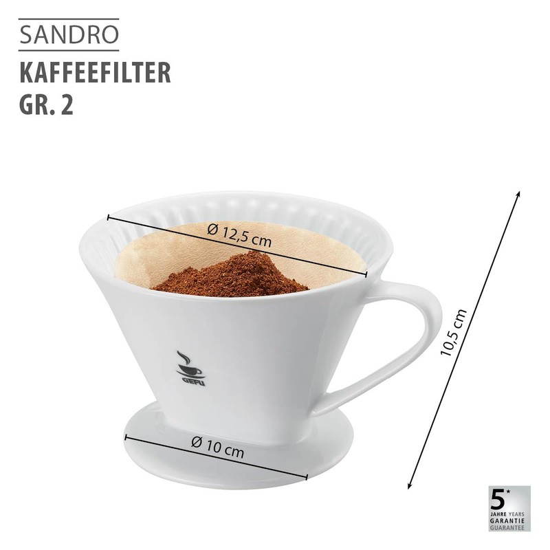 Gefu Porcelain Coffee Filter Sandro, Accessories, Ideal for Cups, Size