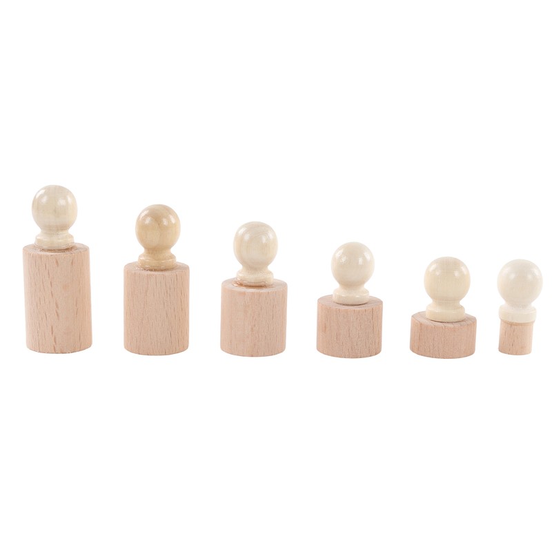 Cylinder Socket Toy Beech Wood Educational Knobbed Cylinders Blocks for