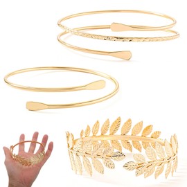 ARROMI 3 PCS Gold Arm Cuff, Arm Bracelet, Gold Bangles, Design for Formal and Casual Occasions, Minimalist Style Bangle Open Armlets Fashion Wrist for Date Party Daily Travel Gift