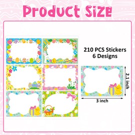 210 Pcs Easter Name Tag Stickers -Self Adhesive Easter Egg Name Stickers Gift Tag Labels for Spring Easter Party Gift Classroom Crafts Decor Envelope Packages Seals(Easter-1)