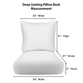 RSH Décor: Indoor Outdoor Deep Seating Chair Cushion with Pillow Back | All Weather, Sunbrella Fabric | Seat 24” W x 27” D & Back 25” W x 21” H | Canvas Pacific Blue
