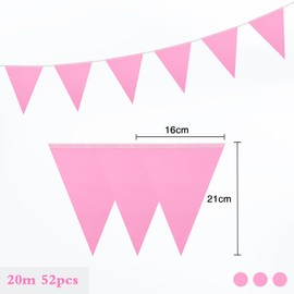66ft Pink Bunting Banner,QRTDXP 52pcs Waterproof Flags Pennats,Pink Party Decoration for Girls Birthday Baby Shower Wedding