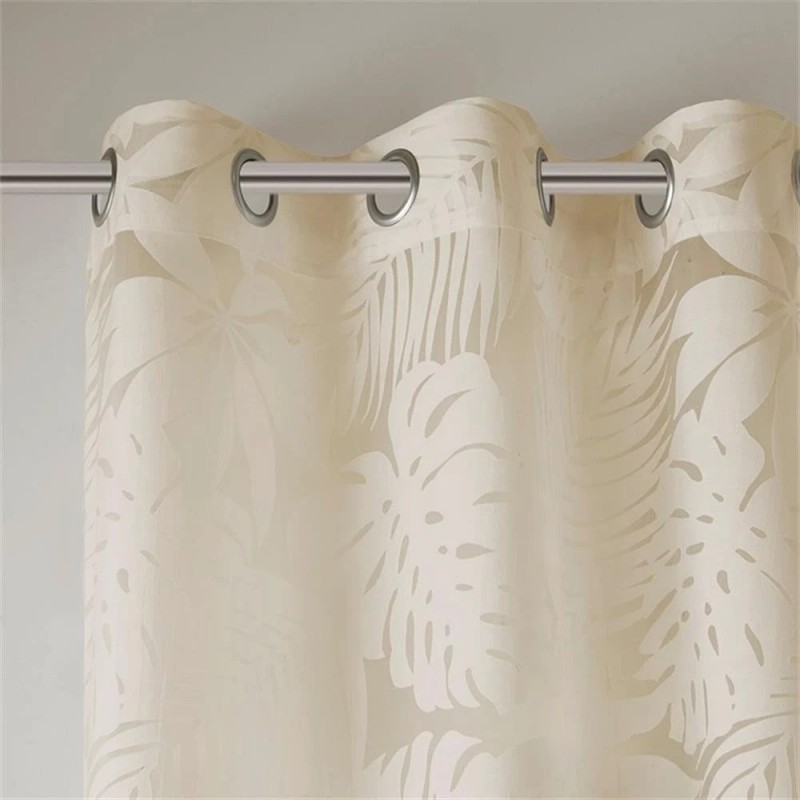 Pemberly Row Palm Leaf Burnout Window Sheer in Natural 50x95"