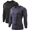 DEVOPS 2 Pack Men's Thermal Long Sleeve Compression Shirts (X-Large,