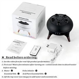 AChoice4U - Difusor de aceite esencial de 250 ml, difusor de aromaterapia, humidificador con 7 colores de luces LED, control remoto, enchufe para dormitorio, oficina (medusas bailando, negro)