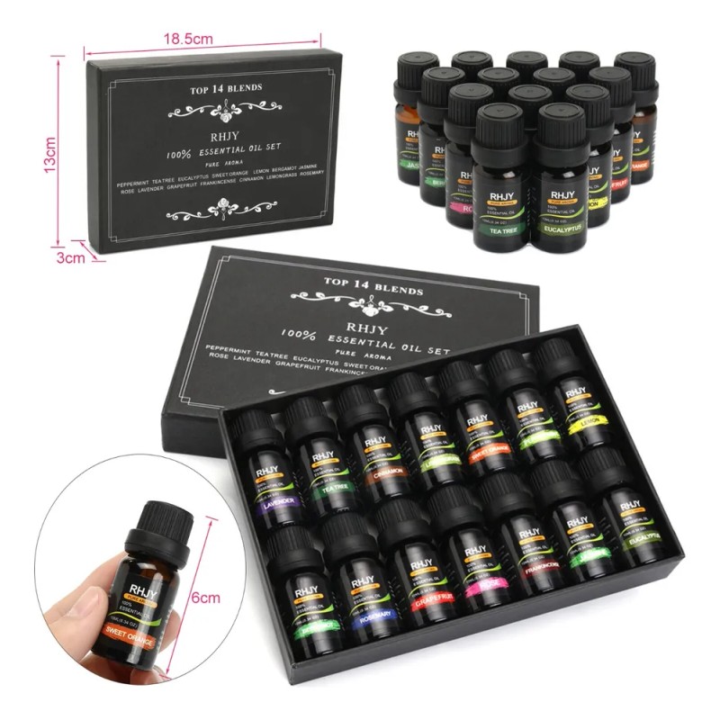Kit De 14 Aceites Esenciales Aromaterapia 100% Puro 10ml Spa