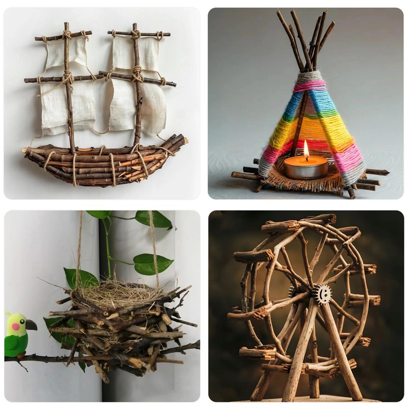 80Pcs Wooden Log Sticks for Crafts, 10CM Wood Sticks 0.2-0.3
