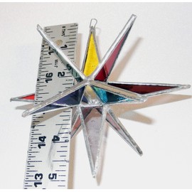 Multi Colored Star, Moravian Stained Glass Star or Tree Topper in Two Sizes