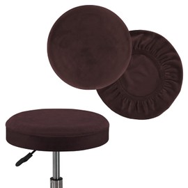 GAMUKAI 2 Pack Round Bar Stool Covers – Stretchable Round Vanity Stool Cover, Fits Diameter 16"-18", Elastic Hem Slipcover, Washable & Non-Slip Seat Covers for Kitchen, Counter, Salon (Brown, X-Large)