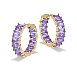 Secroma Hoop Earrings Gold for Women - 18K Gold-Plated Earrings with Cubic Zirconia, Crystals Earrings Gold, Jewellery for Women and Girls, One size, Brass, No Gemstone