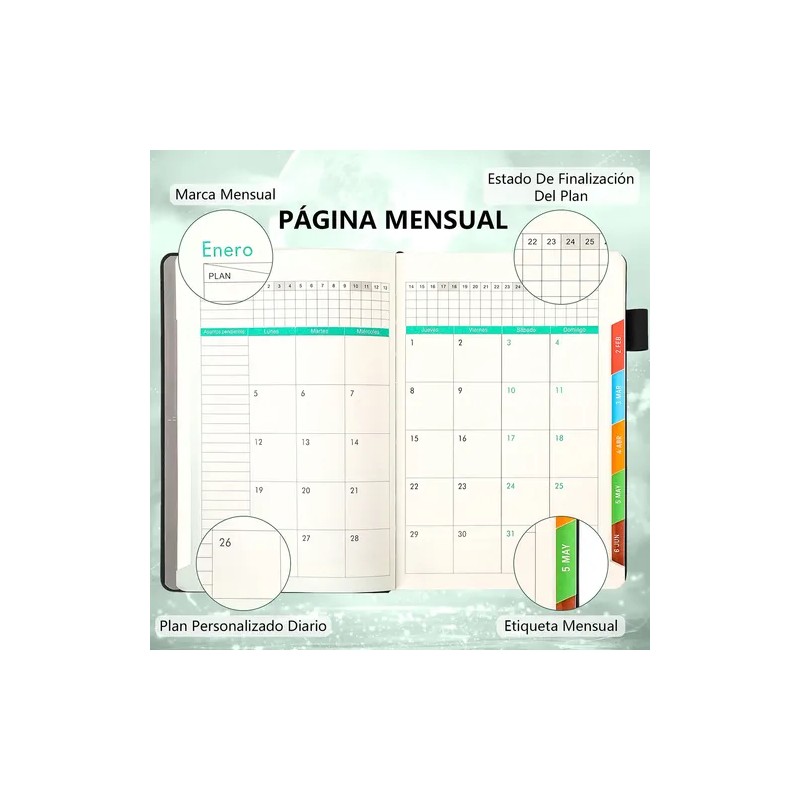 Agenda Diaria 2026 Notebook Planeadora Y Pestañas Mensuales