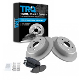 TRQ Rear Brake Pad & Rotor Kit Brake Pads Brake Rotor Semi-Metallic Solid Premium G-Coated Compatible with 2007-2017 Jeep Wrangler 2018 Wrangler JK