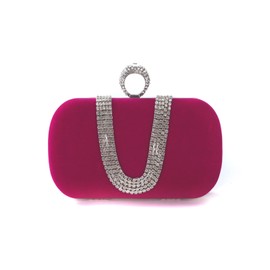 CORIOS Women's Evening Bag Velvet Clutch Bag Glitter Rhinestone Handbag Shiny Shoulder Bag Chain Bag Elegant Shoulder Bag Shining Purse for Cocktail Party Evening Party Dance Party, pink, Classic