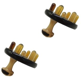 TOVINANNA 2pcs Head Massager Scalp Comb Oxhorn Material Wide Teeth Natural Oxhorn Comb Itching Relief Hair Care