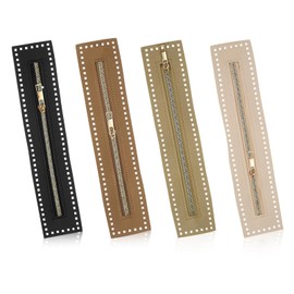 4 Colors Pu Leather Zipper, 27 × 5.9 cm Sewing Coil Bulk Zipper Frame for Crochet Handbags with PU Leather Frame for Bag DIY Craft Accessories