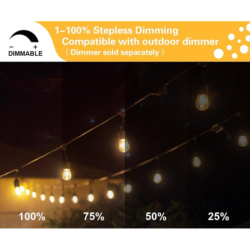 SUNTHIN Outdoor String Lights, 48FT Commercial Grade String Light with