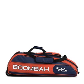 Boombah Beast Rolling Bat Bag - 40" x 14" x 13" - BB2C23 Navy/Orange - Holds 8 Bats, Glove and Shoe Compartments