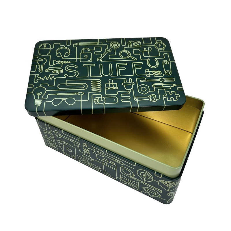TINIT Stuff Tin - Man Tin Miscellaneous Storage Box (Turquoise/Cream)