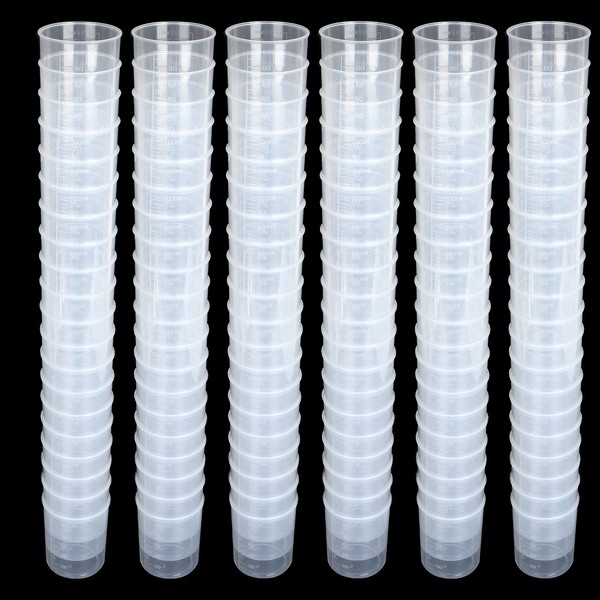 100Pcs 100ML Plastic Graduated Measuring Beaker Set, Clear Liquid Measuring