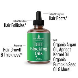 DHT Blocker for Women & Men - Vegan Thickening, Moisturizing & Strengthening Hair Serum - Topical Scalp Oil for Weak, Frizzy, Dry Hair - 1oz - DHT Blocking Oil