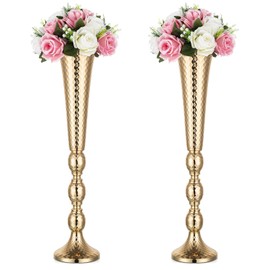 Nuptio 2 centros de mesa metálicos para boda, jarrón de 61 cm de alto, decoración para fiesta, cena, evento, hogar