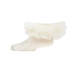 MeMoi Girls' Oversized Tutu Ballerina Anklet Socks Winter White 12