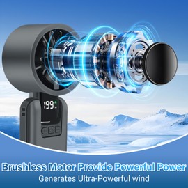 AuraliBrite 15000RPM Portable Handheld Mini Fan - 3 in 1 Portable Turbo Fan,1–199 Speed 15Hrs Cooling,180° Mini Personal Fans for Travel Working Camping