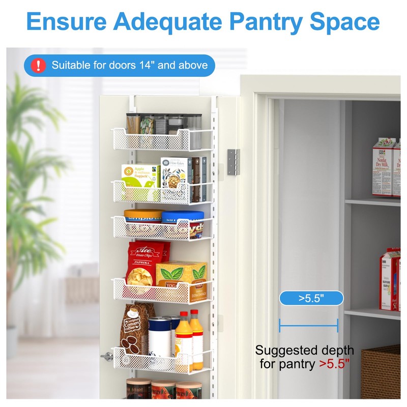VyGrow 12.3" W Narrow Over the Door Pantry Organizer, 8-Tier