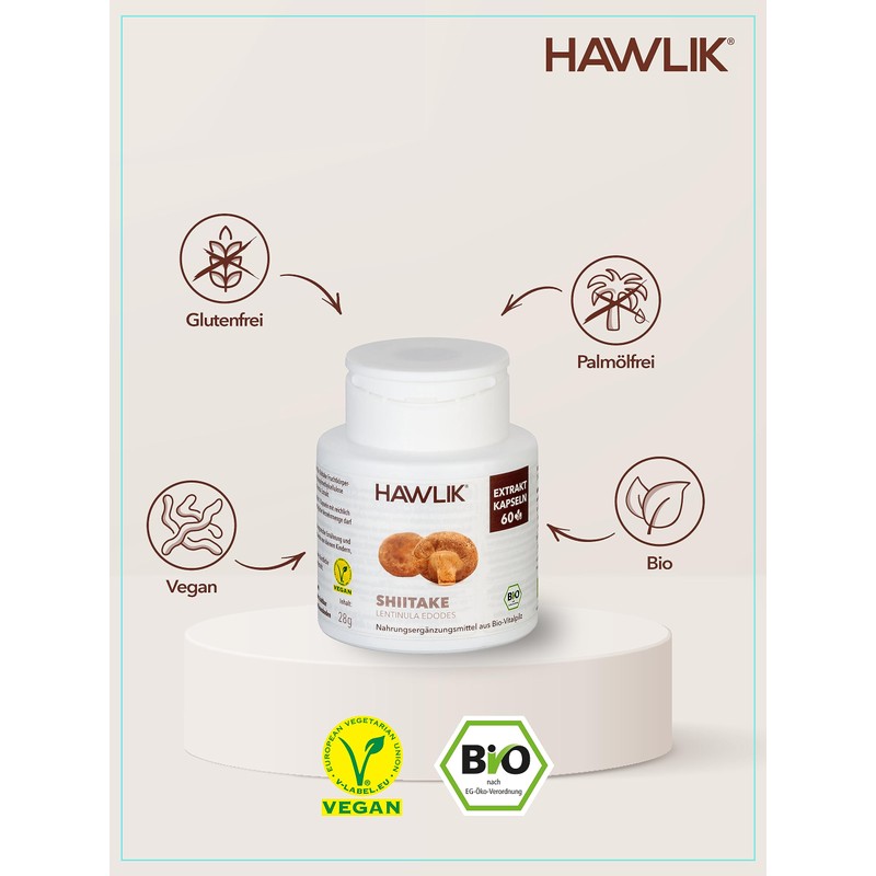 HAWLIK Vital Mushrooms Shiitake Extract Capsules | 240 Capsules |