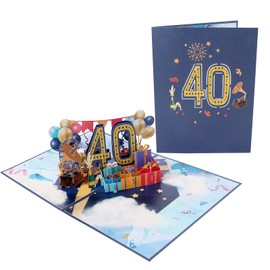 40th Birthday Card, Pop Up Card Birthday, 40th 3D Birthday Greeting Card, 40th Birthday Card with Envelope for Women Men 40 Years Romantic Birthday Card