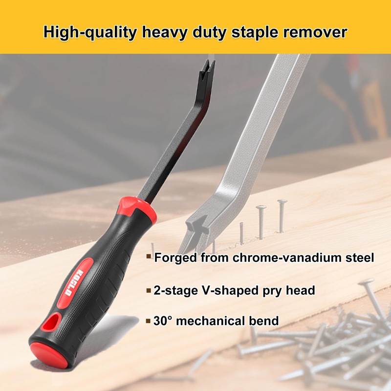 Heavy Duty Upholstery Staple Remover with Gloves, Chrome Vanadium Steel