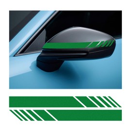 Dickno 2 PCS Car Rear View Mirror Stickers, 5.51" × 0.55" Waterproof Auto Side Rearview Mirror Decals, Universal Anti-Collision Warning Stripes, Vehicle Accessories for Most Cars (Green)