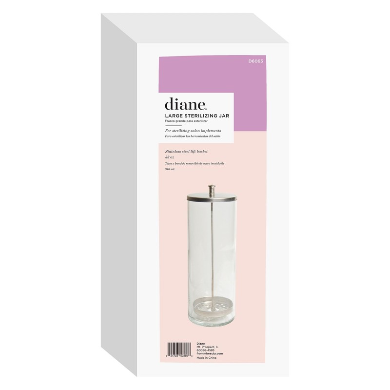 Diane Glass Disinfectant Jar for Sterilizing Hair Salon Shears, Combs,