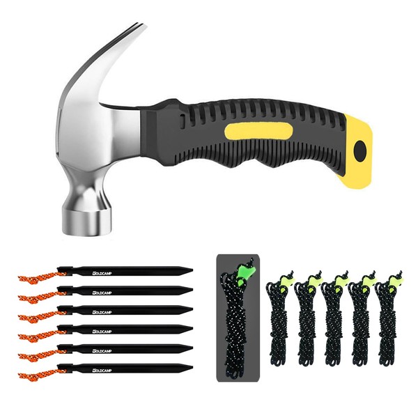 6 Pack Aluminum Tent Stakes，6 Pack High-Reflective Guy Lines 4mm