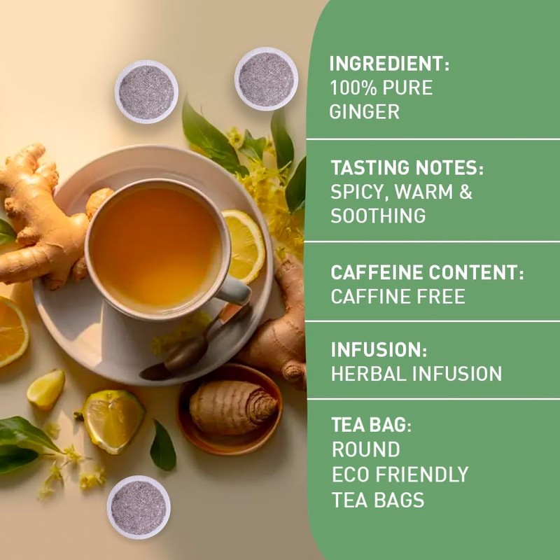 HANDPICK, Ginger Tea Bags (100 Count) Non-GMO,Pure Ingredients - Soothing