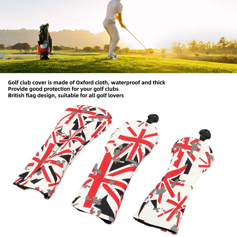 3Pcs Golf Club Head Cover Oxford Cloth British Flag Golf