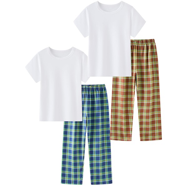 LOLPIP Boys Pyjamas 4-Piece Set Kids Clothes Stretch Ribbed Cotton