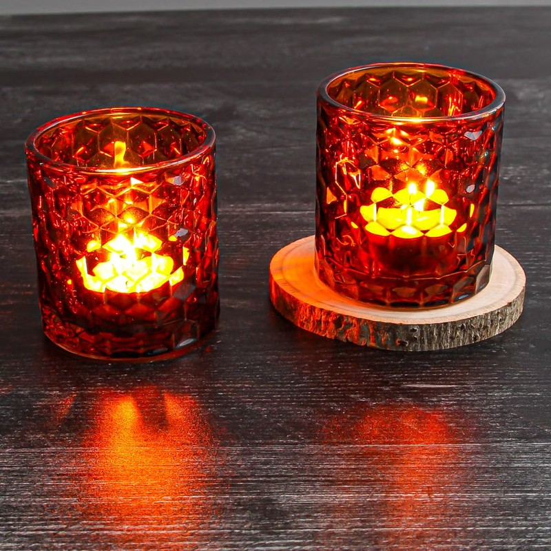 Richland Amber Chunky Honeycomb Glass Votive & Tealight Candle Holder