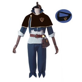 IKaewe Asta Cosplay Costume Anime Men Black Bull Cloak Cape Uniform Fell Set (S, Blue)