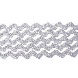 Großhandel für Schneiderbedarf 5 m Lurex Zag Braid Silver 8 mm, 100% Polyester, Wash at 30°, Made in Germany, Price is for 5 m