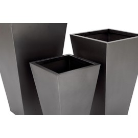 Deco 79 Light Weight Large Planter Pot with Tapered Base and Polished Exterior, 17", 21", 25"H, Grey
