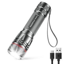 WdtPro Rechargeable Flashlights High Lumens, 1 Pack 10H Long Lasting Super Bright EDC Flashlights, LED Mini Tactical Flash Lights for Camping Emergency, Drop & Water Resistant Grey(Battery Included)