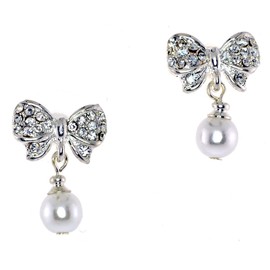 Four Desings Collection Faux Pearl Drops Clear Simulated Rhinestone Post Earrings …