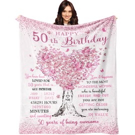 XALAZY 50th Birthday Gifts for Women Blanket 60"X50", 50th Birthday Gifts, 50th Birthday Gift Ideas, 1975 Birthday Gifts, 50 Year Old Gifts for Women, 50th Birthday Gifts for Her,50th Birthday Blanket