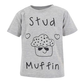 Unique Baby Boys Stud Muffin Valentine's Day Shirt (7) Gray