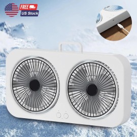 Portable Double Fan Rechargeable 1800MAh Battery Strong Cold Cool Airflow Type-C